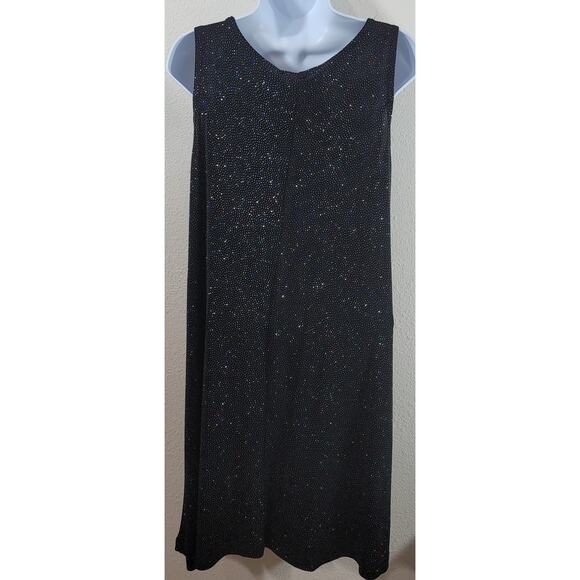 VTG Ronni Nicole Black Multicolor Sparkle A Line Mini Dress 10 Lightweight Swing - Picture 3 of 4